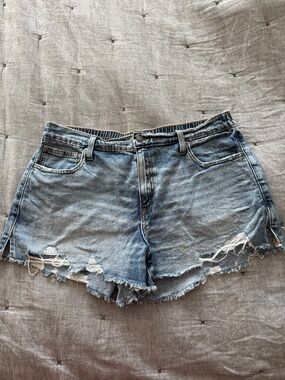 aerie Light Blue Distressed Denim Cutoff Shorts